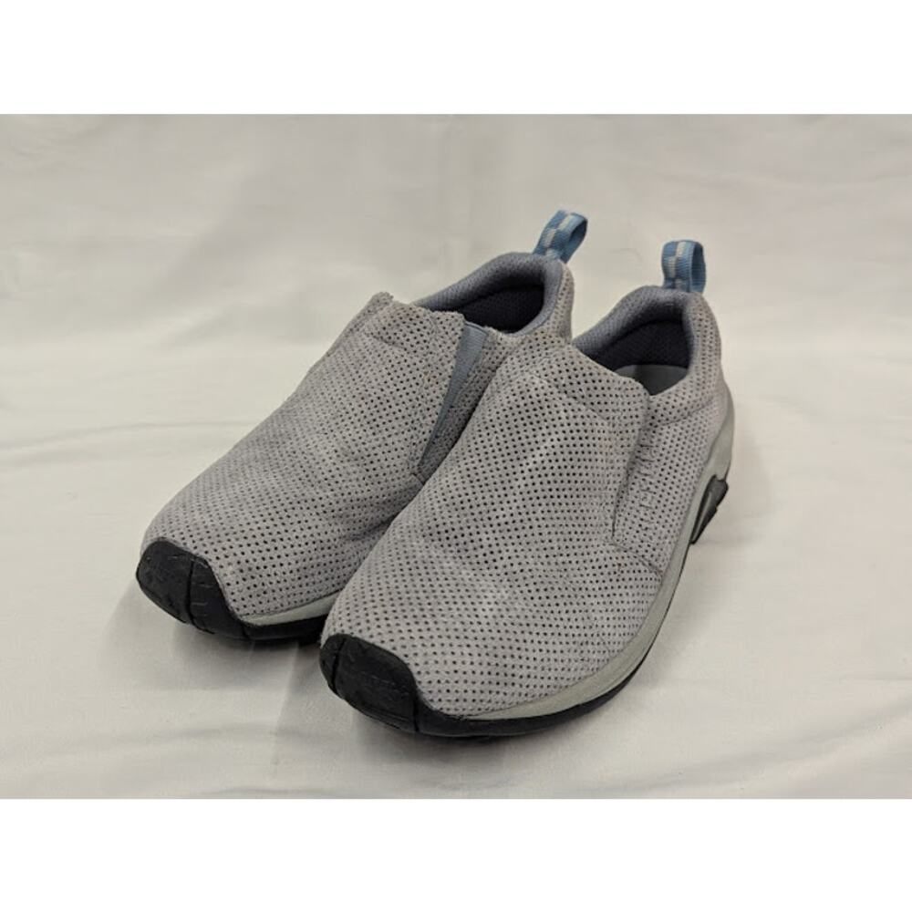 Merrell Womens Jungle Moc Grey Perforated Suede Slip On Casual Loafer Sz 7.5